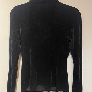 Banana Republic Black Velvet Mock Neck Top